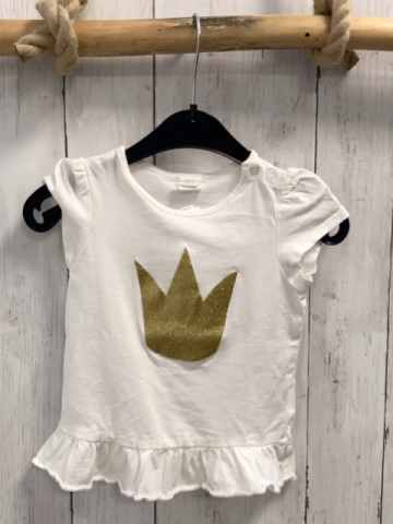 H&M  T-Shirt  Gr. 86  weiß goldene Glitzerkrone 