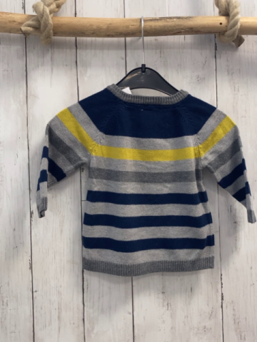 H&M  Pullover  Gr. 68  grau hellgrau blau gelbe Streifen Strick 