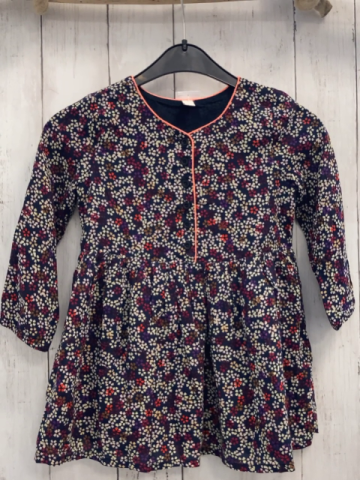 Esprit  Kleid  Gr. 98  blau bunter Blumen orange Bund 