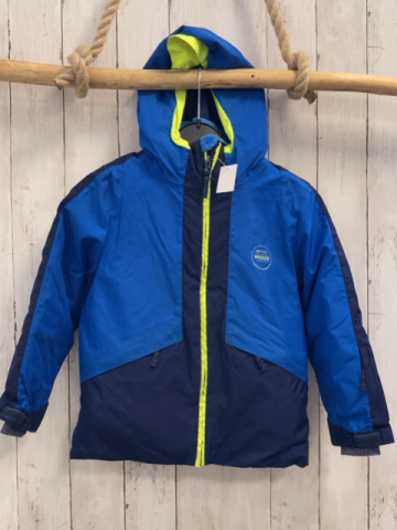 Decathlon  Winterjacke  Gr. 110  blau dunkelblau Kapuze gelber Bund 