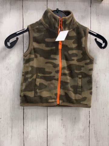 Carter´s  Weste  Gr. 80  oliv beige gemustert Fleece orange Reißverschluss 