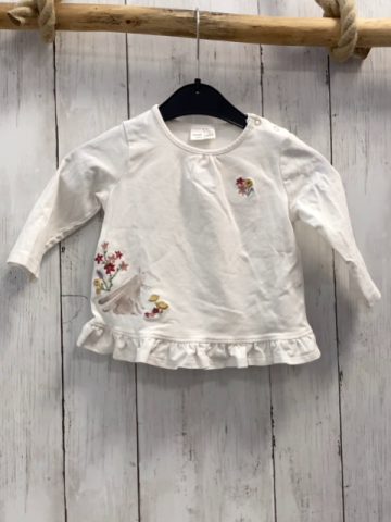 next Langarmshirt Gr. 74  weiß gestickte Blumen