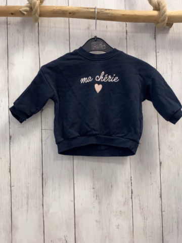 H&M Pullover Gr. 68  blau weiße Schrift rosa Herz