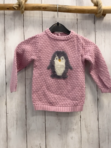  Pullover Gr. 80  flieder Strick Pinguin