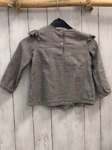 H&M  Bluse  Gr. 92  grau hellgrau gemustert Rüschen 