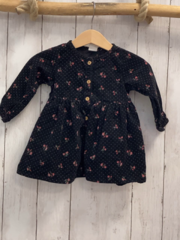 H&M Kleid  Gr. 68  schwarz Feinkord Blumen 