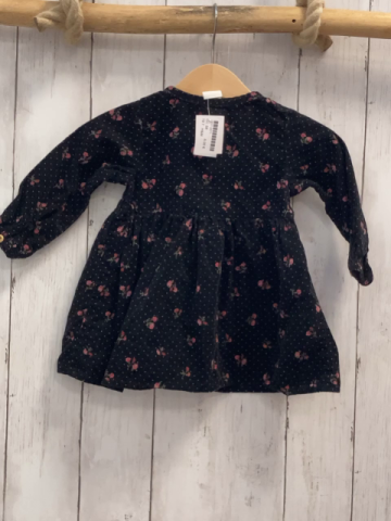 H&M Kleid  Gr. 68  schwarz Feinkord Blumen 