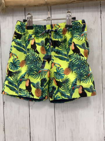   Badeshorts  Gr. 92  hellgrün Vögel Blätter Ananas 