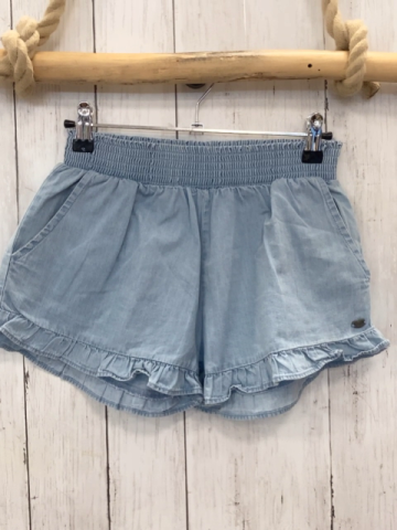   Shorts  Gr. 152  hellblau Jeans Rüschensaum Gummizugbund 