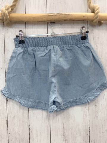   Shorts  Gr. 152  hellblau Jeans Rüschensaum Gummizugbund 