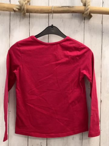 Okaidi  Langarmshirt  Gr. 128  rot Möwe mit Blumen + glitzer 