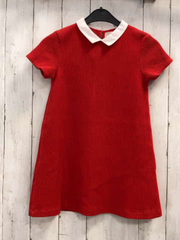 Zara  Kleid  Gr. 122  rot Rippen weißer Kragen 