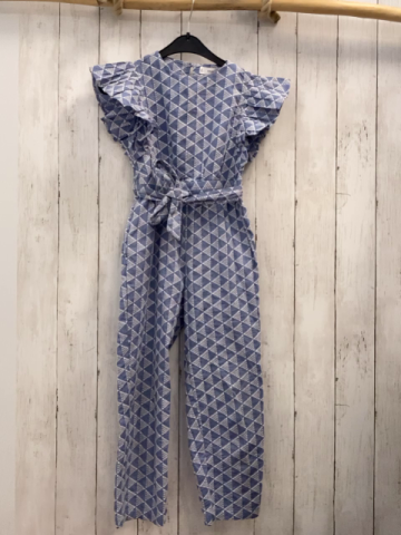 Mango Jumpsuit  Gr. 128  hellblau weiße Dreiecke 