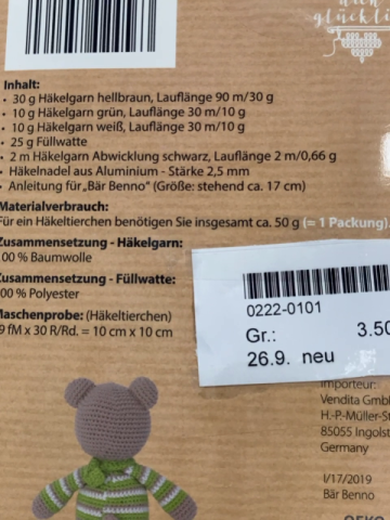neu  Häkelset  Bär Benno 