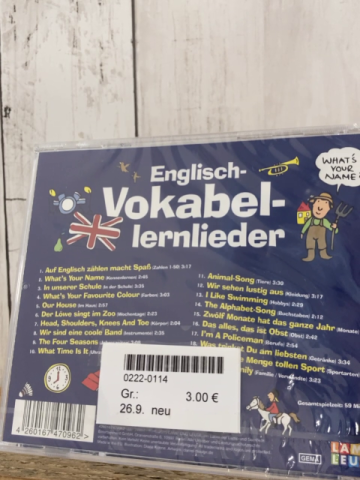 neu  CD Englische Vokabellernlieder 