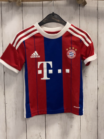 Adidas  Sportshirt  Gr. 104  blau rot weiße Streifen Bayern München 