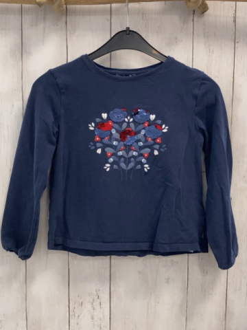 Okaidi  Langarmshirt  Gr. 128  blau Blumen mit Pailetten 