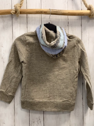 Scoth Shrunk  Sweatjacke  Gr. 128  hellgrau graue Federn Kapuze Ripenbund 