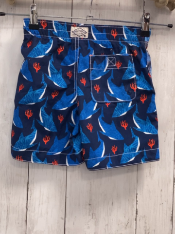 GAP  Badeshorts  Gr. 110  blau dunkelblau weißer Druick mit roten Pflanzen 