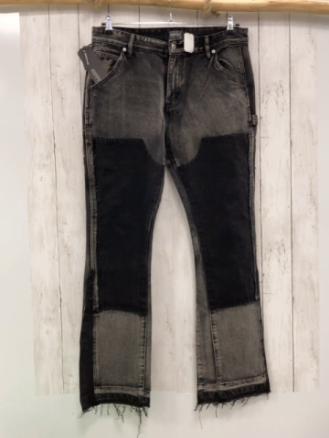 neu 2DRIPPYLAB Hose  Gr. 36  grau Jeans schwarze Aufnäher auf der Vorderseite 
