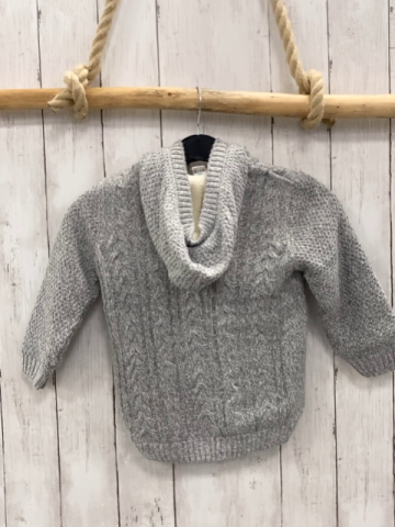 Waikiki  Strickjacke  Gr. 104  hellgrau weiß meliert Kapuze beige Plüschfutter 