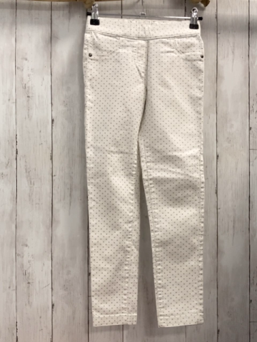 Vertbaudet  Hose  Gr. 128  weiß graue Punkte Bund verstellbar 
