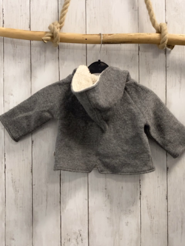 Hans Natur  Schurwolljacke  Gr. 74   grau 100 % Schurwolle Futterstoff 100 % BW 1 Knopf fehlt  