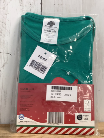 neu  Body  Gr. 74/80  grün lang mit Weihnachtswichtel 
