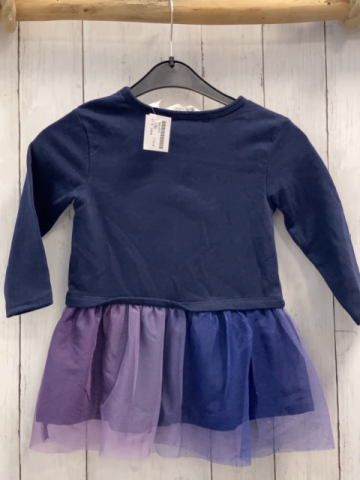 H&M  Kleid  Gr. 92  blaues Oberteil mit Pailettenherz mit Elsa lila Tüllrick