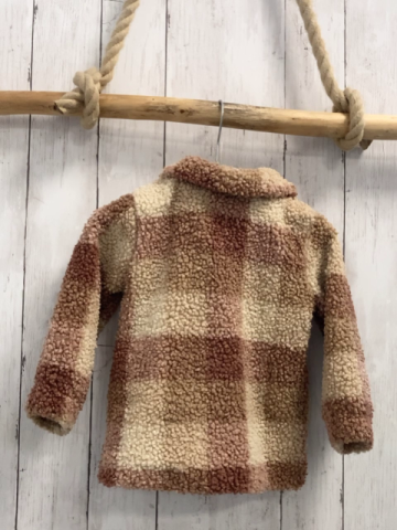 H&M  Teddyjacke  Gr. 92  beige hellbraun rost kariert 