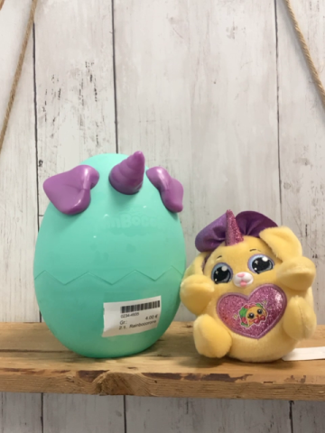 Rainbocorons Plüschspielzeug beige Einhorntier in türkis Plastikei