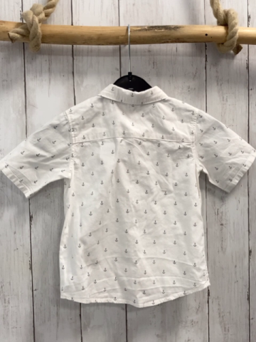 H&M  Sommerhemd  Gr. 86  weiß graue Anker 