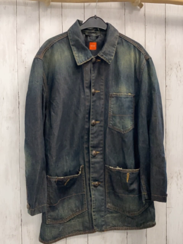 Hugo Boss  Jeansjacke  Gr. 50  dunkelblau rost Nähte braune Knöpfe 