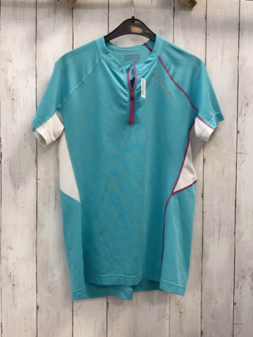 Salomon  Sportshirt  Gr. 158/164  türkis + weiß Netz pflaume Nähte Reißverschluss 