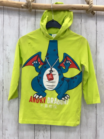 Infinity Kids  Langarmshirt Gr. 128  hellgrün Kapuze Drache 