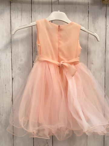 Pretty Baby  Kleid  Gr. 86  lachs weiße Stickerei Rosetten mit Steinen Tüllüberrock