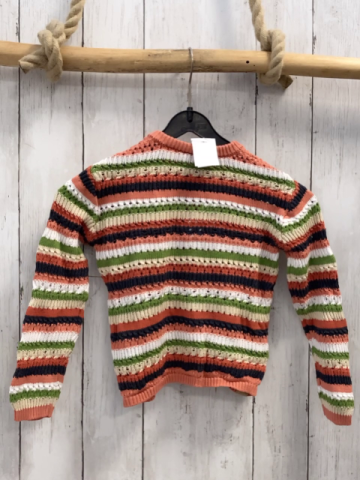 Boboli  Strickjacke  Gr. 104  rosa beige grün weiß graue Streifen Lochmuster 