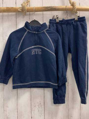 2tlg H&M Pullover + Jogginghose  Gr. 104  blau weiße Nähte 