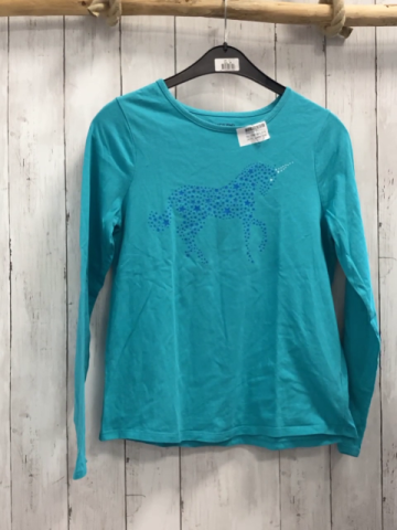 Lands´ End Langarmshirt  Gr. 158/164  türkis Einhorn aus Sternen 