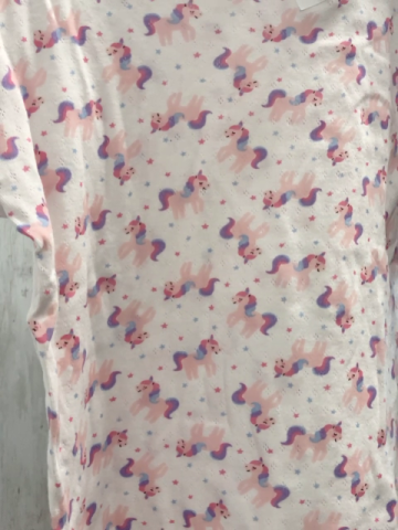 2tlg  Schlafanzug  Gr. 146/152   T-Shirt + Leggings weiß mit Lochmuster + Einhörnern 