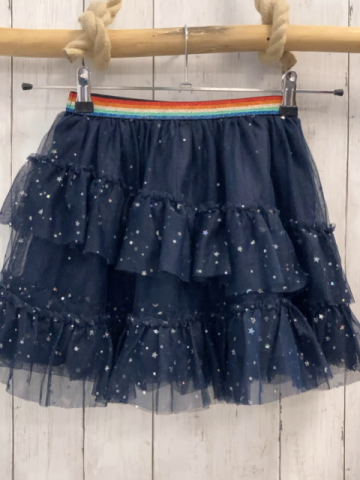  Rock Gr. 116  blau Tüll Sterne Glitzerbund