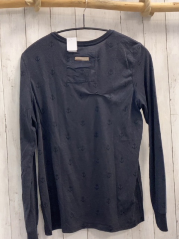 Naketano  Langarmshirt Gr. M  blau Anker brauner Aufnäher 
