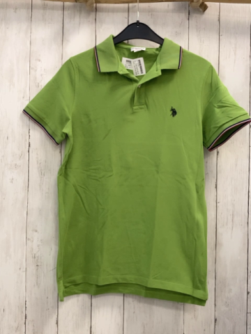 US Polo Assn  T-Shirt  Gr. 158/164  grün Polokragen blau rot weißer Streifenbund 