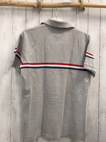 Tommy Hilfiger  T-Shirt  Gr. 170/176  grau Polokragen + rot blau weißer Bruststreifen