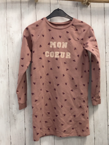 vertbaudet Kleid Gr. 140  altrosa Herzen Glitzerschrift