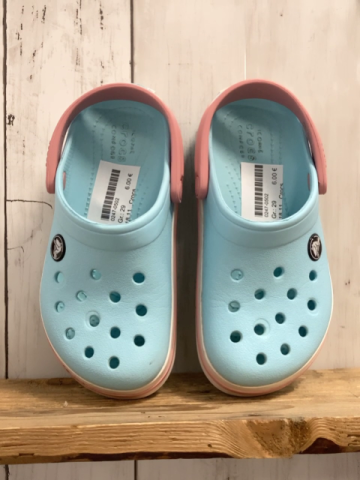 Crocs  Gummischuhe  Gr. 29  hellblau rosa Riemen weiß rosa Sohle