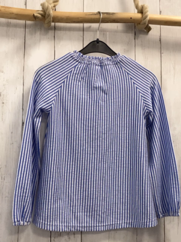   Bluse  Gr. 128  blau weiße Streifen Struktur 