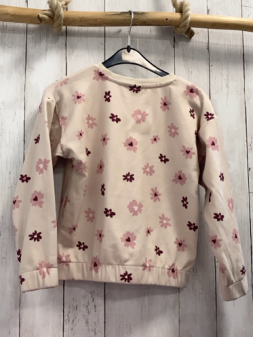   Pullover  Gr. 128  beige rosa aubergine Blumen 
