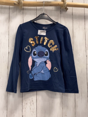  Langarmshirt  Gr. 128  blau Stitch goldene Pailettnschrift 