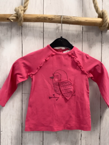   Langarmshirt  Gr. 80  pink Vogel mit Glitzer Rüschen